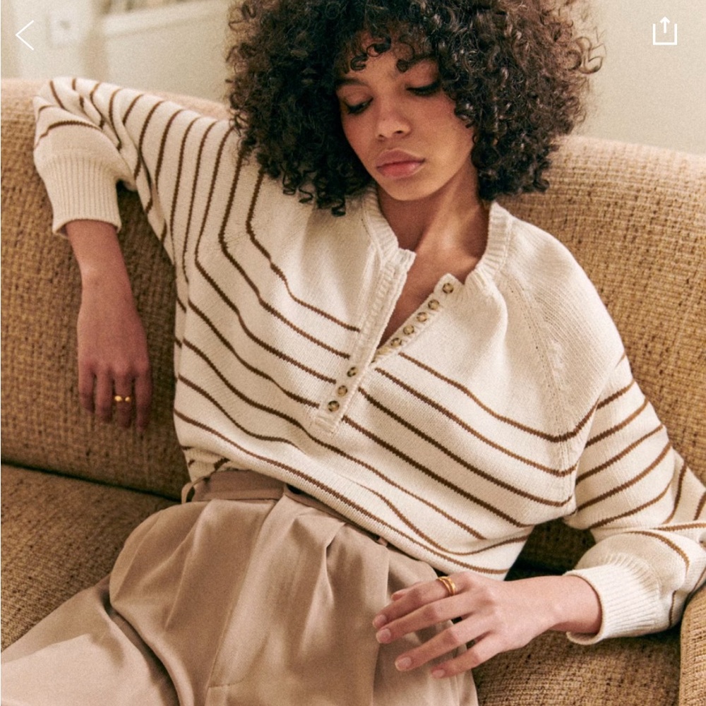 Sézane Leontine Jumper (Ecru/Camel/L)